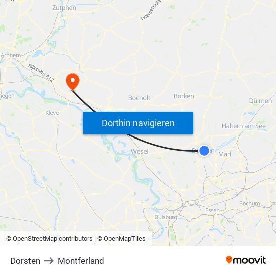 Dorsten to Montferland map