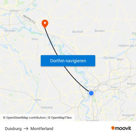 Duisburg to Montferland map