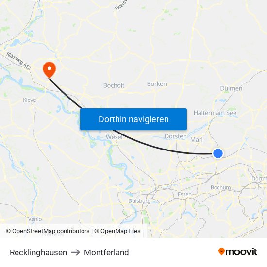 Recklinghausen to Montferland map