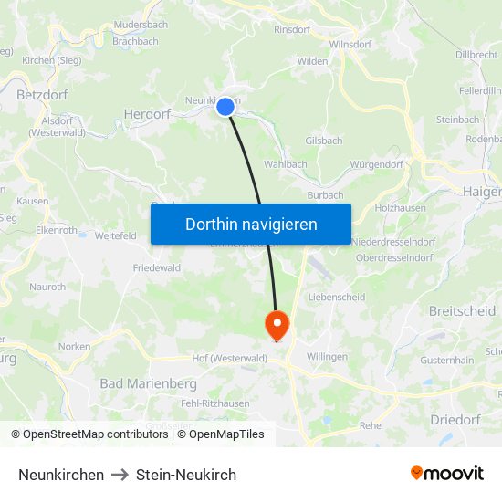 Neunkirchen to Stein-Neukirch map