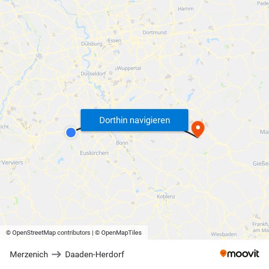 Merzenich to Daaden-Herdorf map