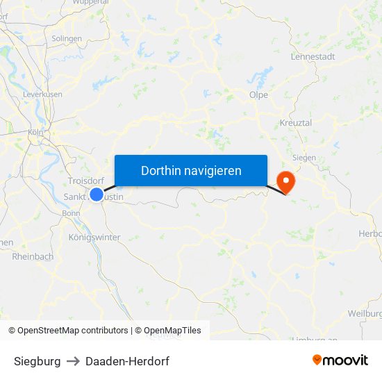 Siegburg to Daaden-Herdorf map