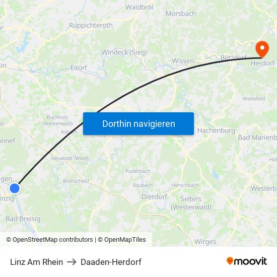 Linz Am Rhein to Daaden-Herdorf map