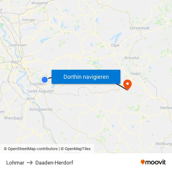 Lohmar to Daaden-Herdorf map