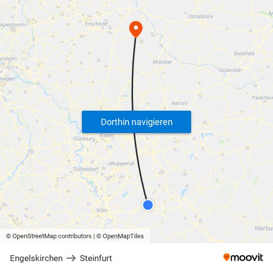 Engelskirchen to Steinfurt map