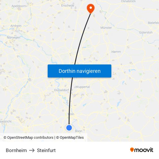 Bornheim to Steinfurt map