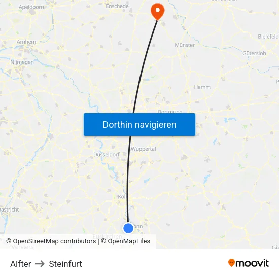 Alfter to Steinfurt map