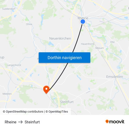 Rheine to Steinfurt map