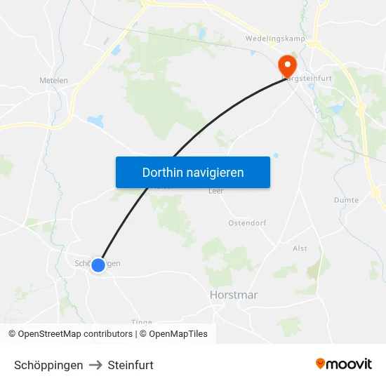 Schöppingen to Steinfurt map