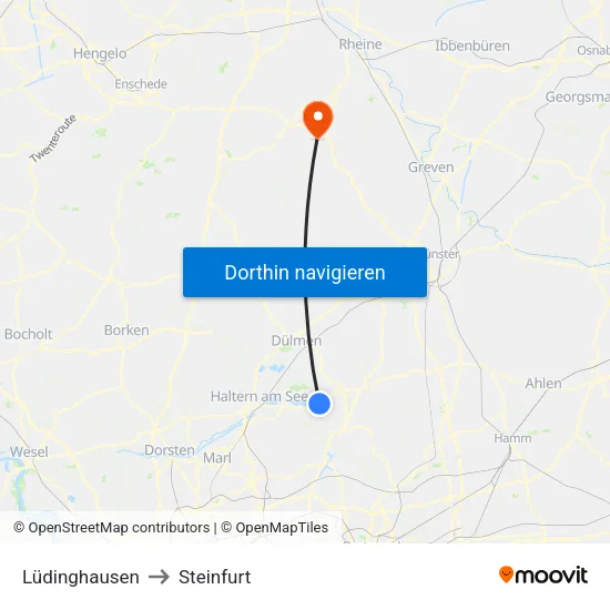 Lüdinghausen to Steinfurt map
