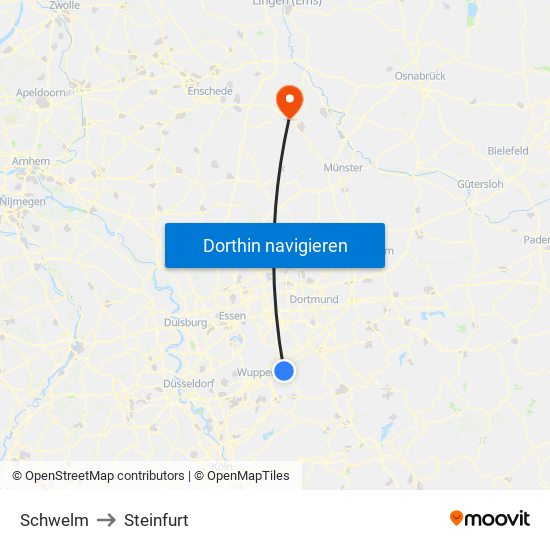 Schwelm to Steinfurt map