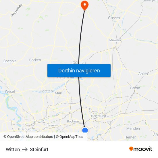 Witten to Steinfurt map