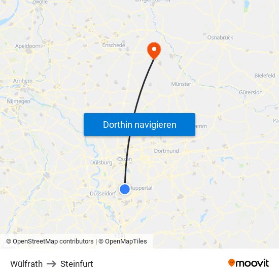 Wülfrath to Steinfurt map