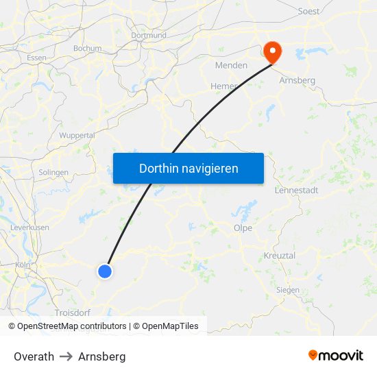 Overath to Arnsberg map