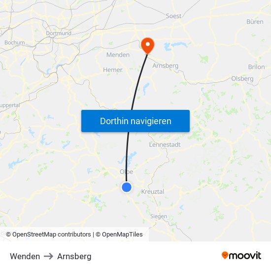 Wenden to Arnsberg map