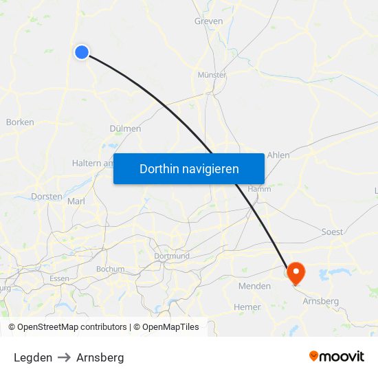 Legden to Arnsberg map