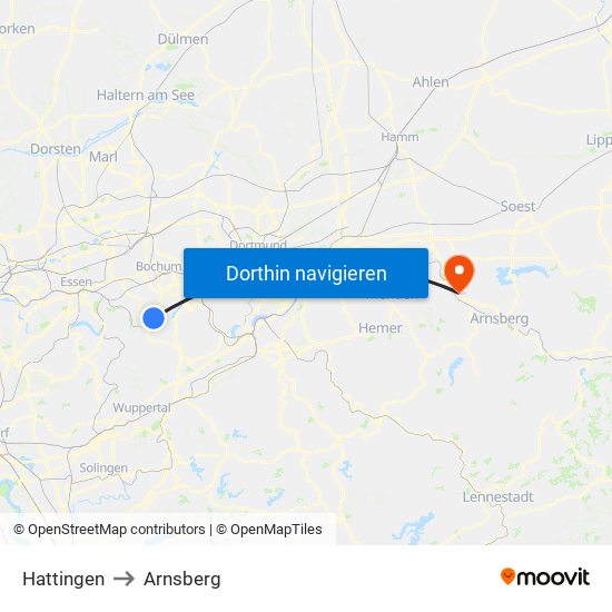 Hattingen to Arnsberg map