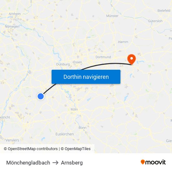 Mönchengladbach to Arnsberg map