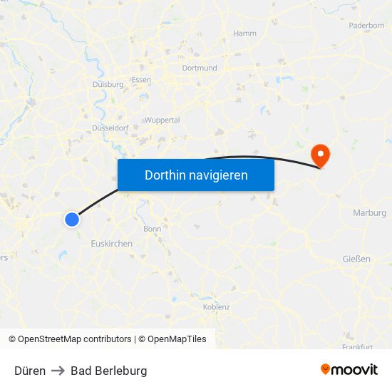 Düren to Bad Berleburg map