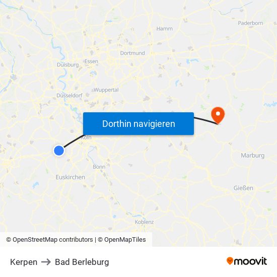 Kerpen to Bad Berleburg map