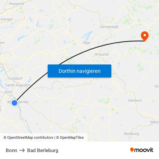 Bonn to Bad Berleburg map