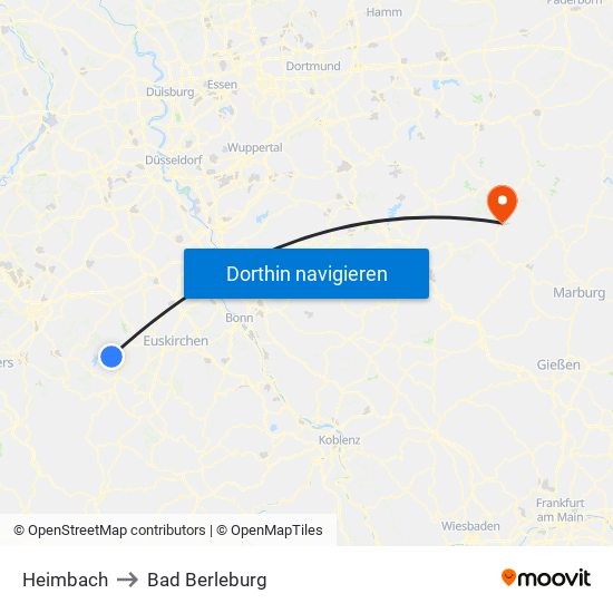 Heimbach to Bad Berleburg map