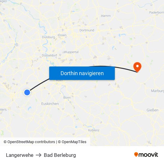 Langerwehe to Bad Berleburg map