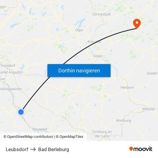 Leubsdorf to Bad Berleburg map