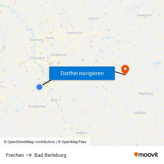 Frechen to Bad Berleburg map
