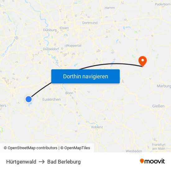 Hürtgenwald to Bad Berleburg map