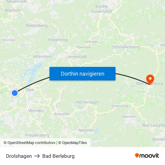Drolshagen to Bad Berleburg map