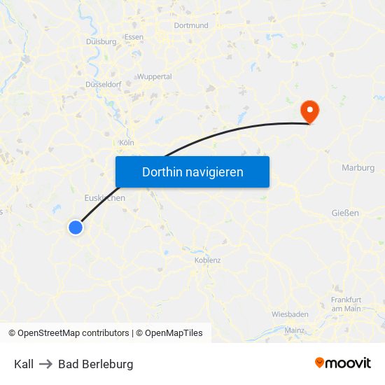 Kall to Bad Berleburg map