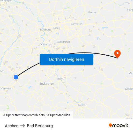 Aachen to Bad Berleburg map