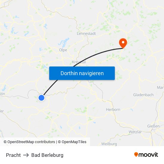 Pracht to Bad Berleburg map
