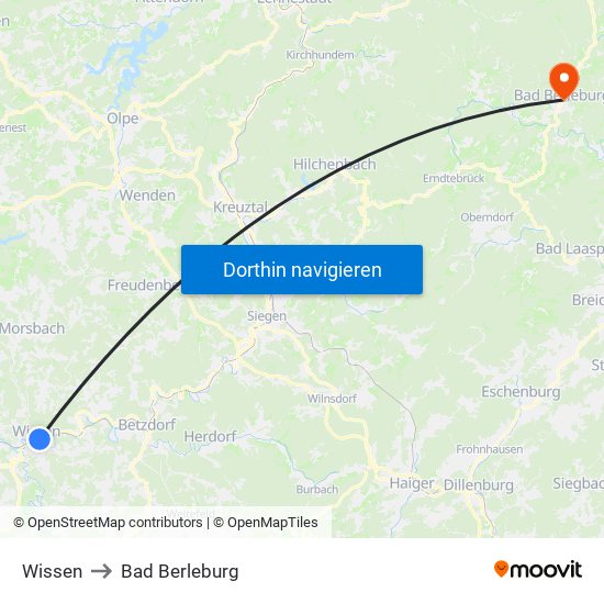 Wissen to Bad Berleburg map