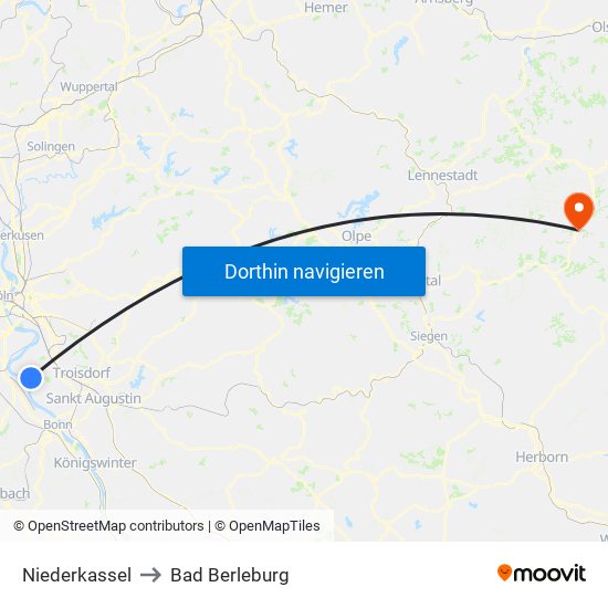 Niederkassel to Bad Berleburg map