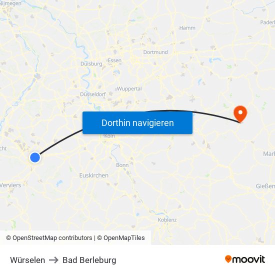 Würselen to Bad Berleburg map