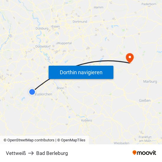 Vettweiß to Bad Berleburg map