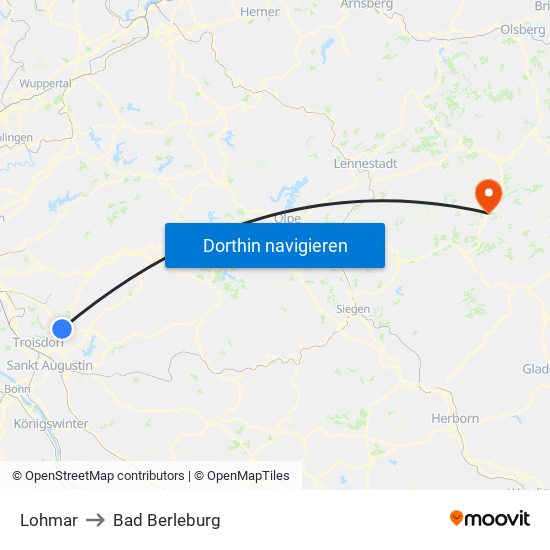 Lohmar to Bad Berleburg map