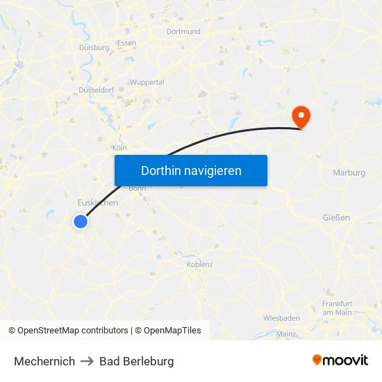 Mechernich to Bad Berleburg map