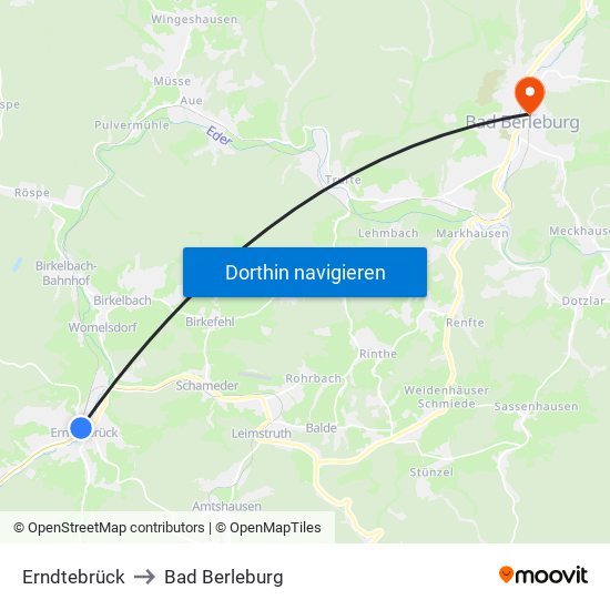 Erndtebrück to Bad Berleburg map
