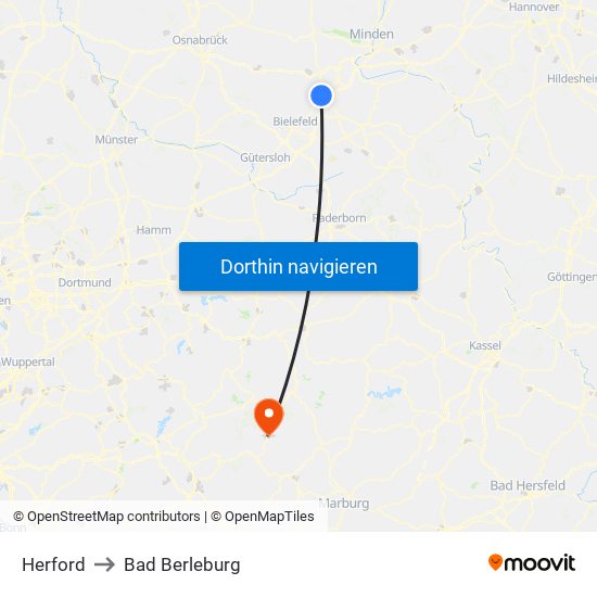 Herford to Bad Berleburg map