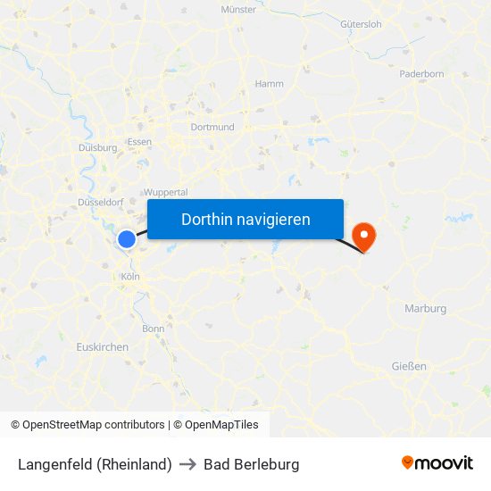 Langenfeld (Rheinland) to Bad Berleburg map