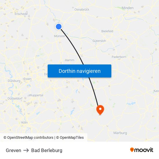 Greven to Bad Berleburg map