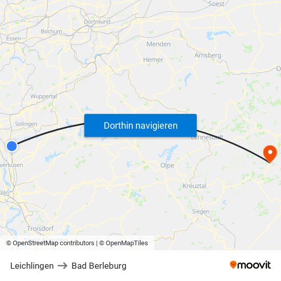 Leichlingen to Bad Berleburg map