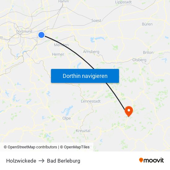 Holzwickede to Bad Berleburg map