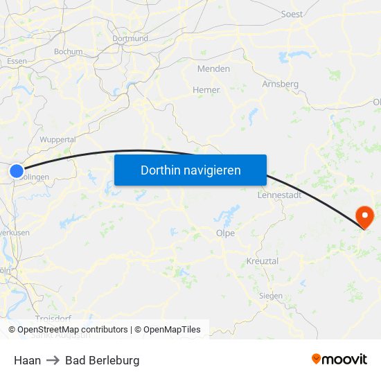 Haan to Bad Berleburg map