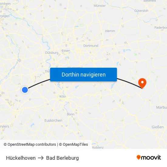 Hückelhoven to Bad Berleburg map