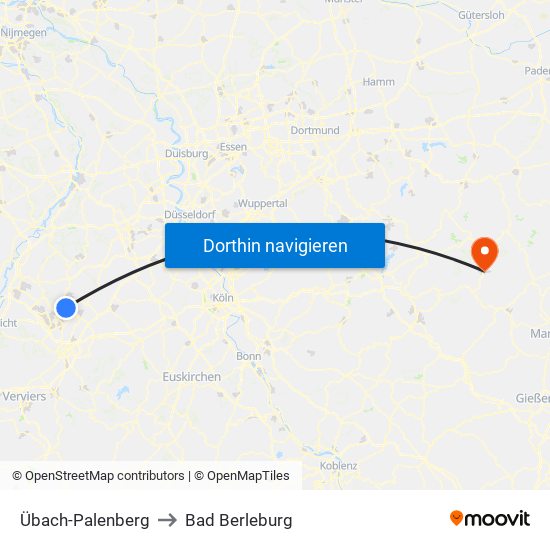 Übach-Palenberg to Bad Berleburg map