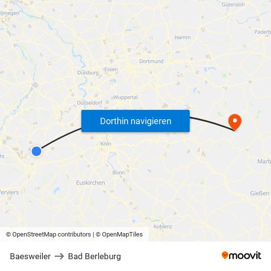 Baesweiler to Bad Berleburg map